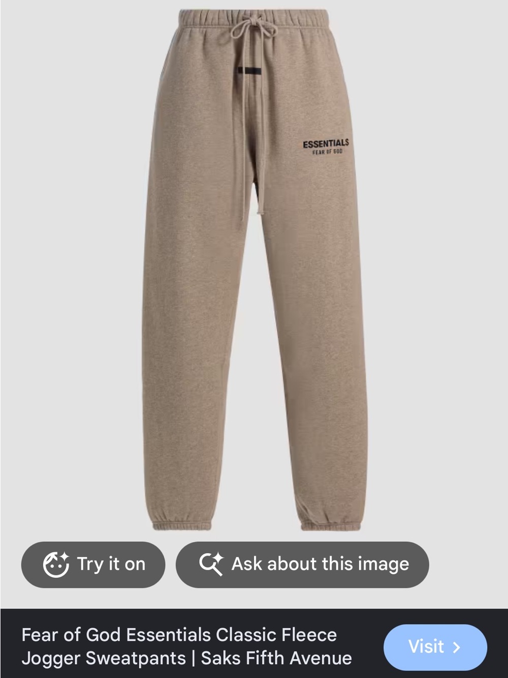 Fear of God Essentials Jogger Sweatpants (Brown/Wood)